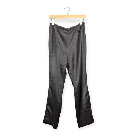 Vintage Etcetera Black Satin Side Zip Wool Blend Trousers Size 8 - Picture 1 of 6